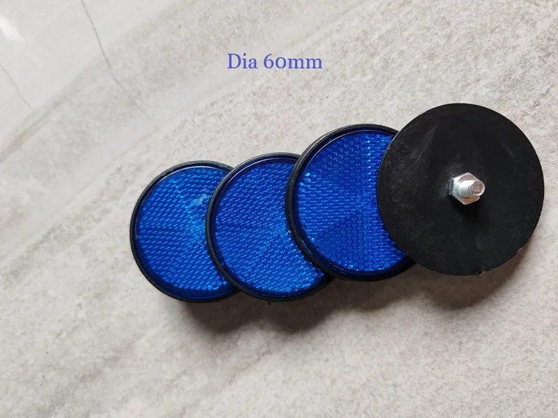 Φ60mm Circular Blue Reflectors Screwed Motorcycle Side Mark Tail Signal Part RVs Tractor Rear Accessories Night Warn Reflector