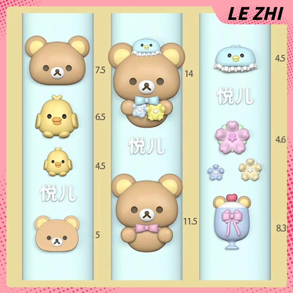 

1Pc Cartoon Rilakkuma Chicken Silicone Nail Art Mold Accessories Cherry Blossom Ice Cream Bowknot Nail Carving Template Mold