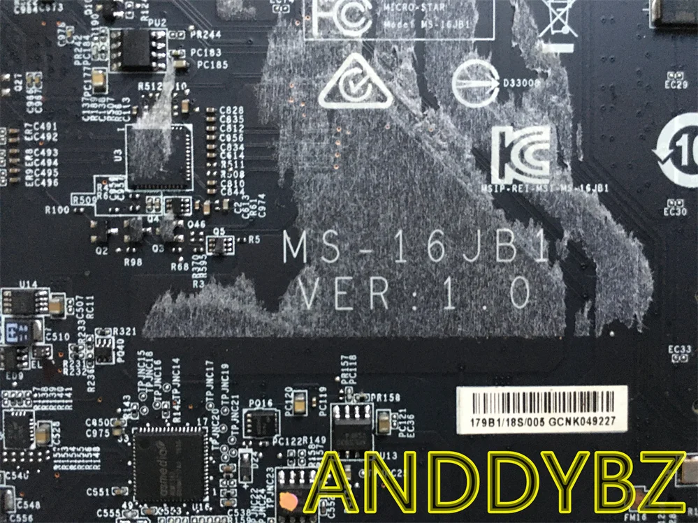 MS-179B1 FOR MSI GE72VR MS-179B LAPTOP MOTHERBOARD WITH I7-7700HQ AND GTX1060M  TEST OK