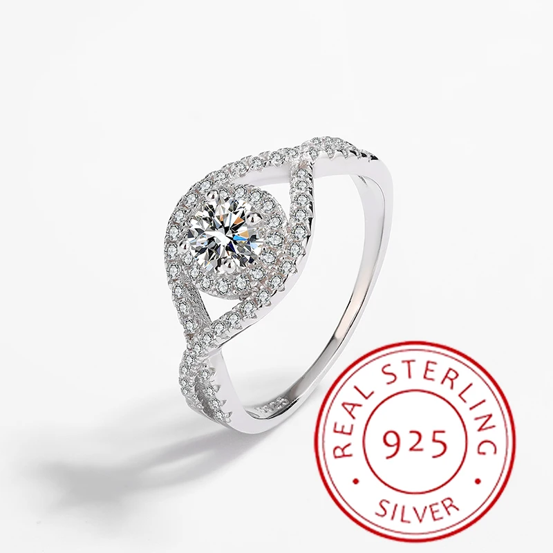 

Fashionable and Versatile Genuine S925 Silver Unique Design Full Diamond Angel Eye Ladies Ring