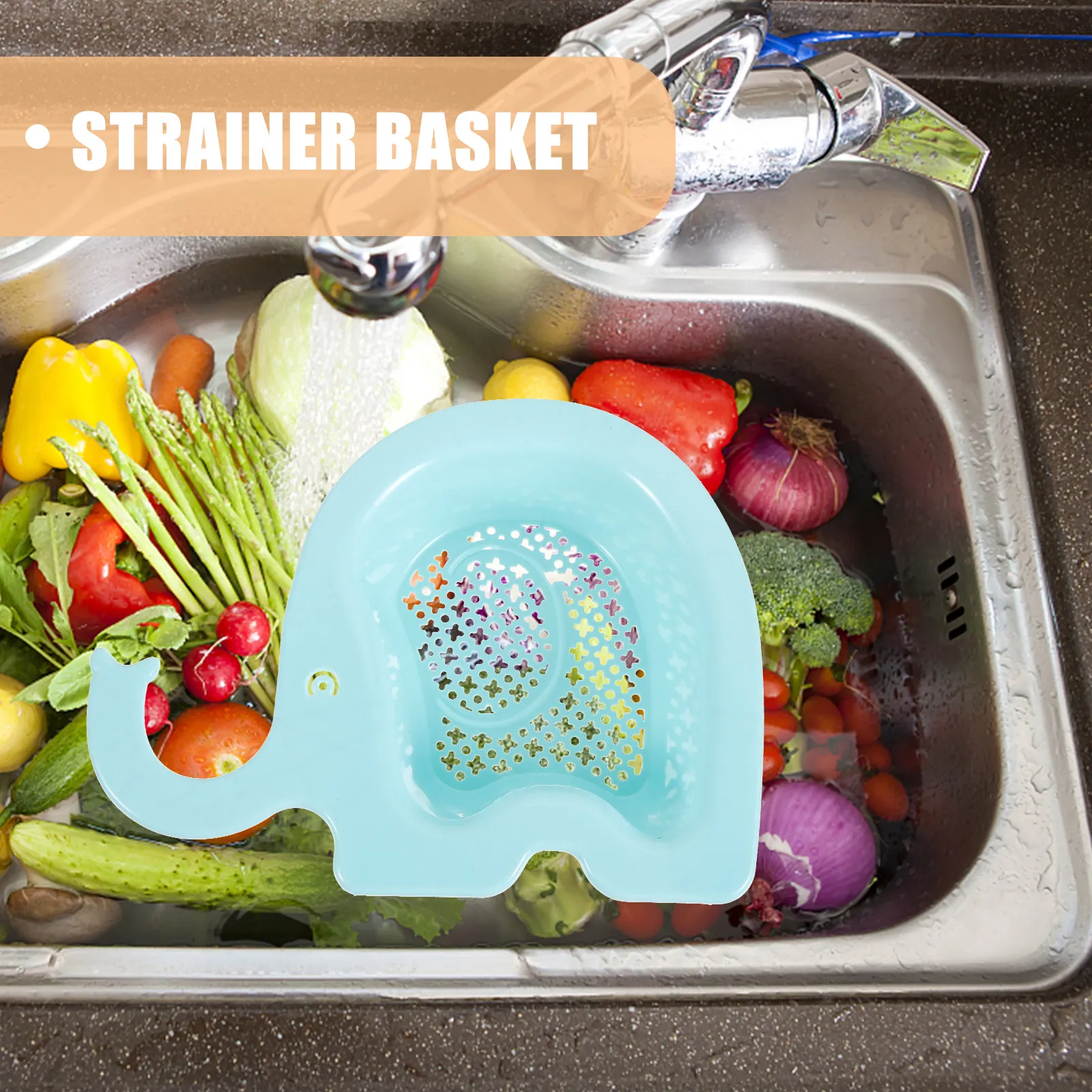 

4Pcs Plastic Elephant-Shaped Sink Drain Basket Kitchen Strainer for Fruits Vegetables Pasta Potatoes Food Waste Catcher Drainage