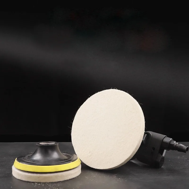 Fleece backed self-adhesive wool wheel 1inch~5inch Stainless steel paint surface, glass waxing, polishing, fine felt Dia50~150mm