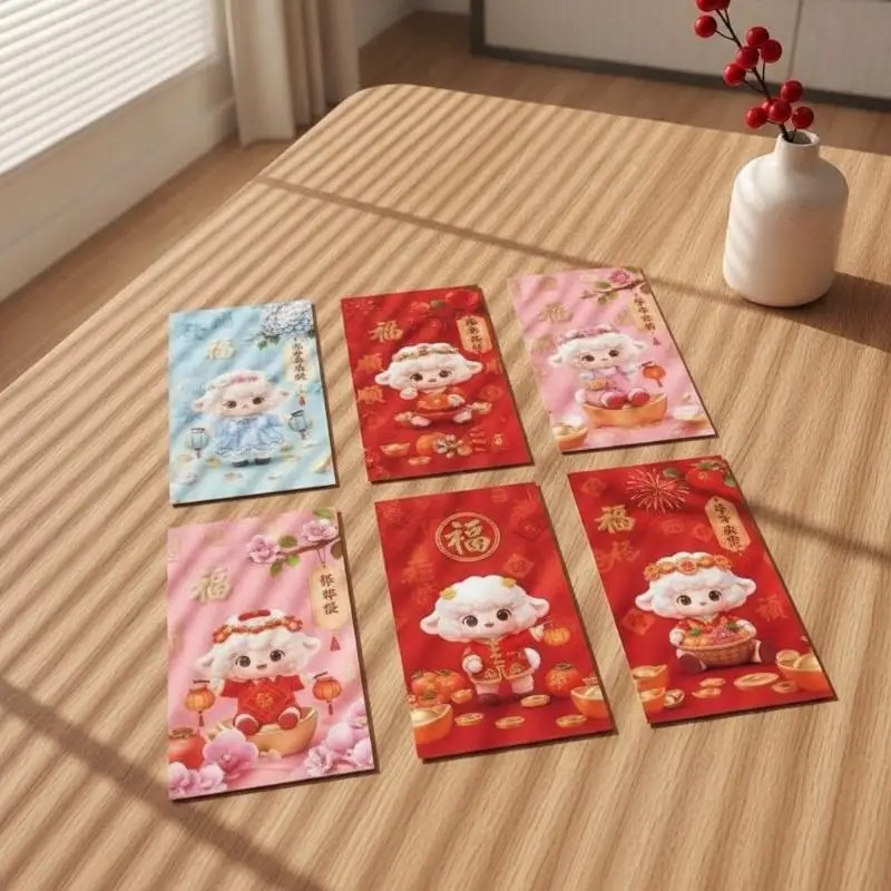 Red Envelopes 2027 Chinese Year of the Goat Elegant Delicate Design Lucky Money Red Pockets for Lunar New Year Gifting