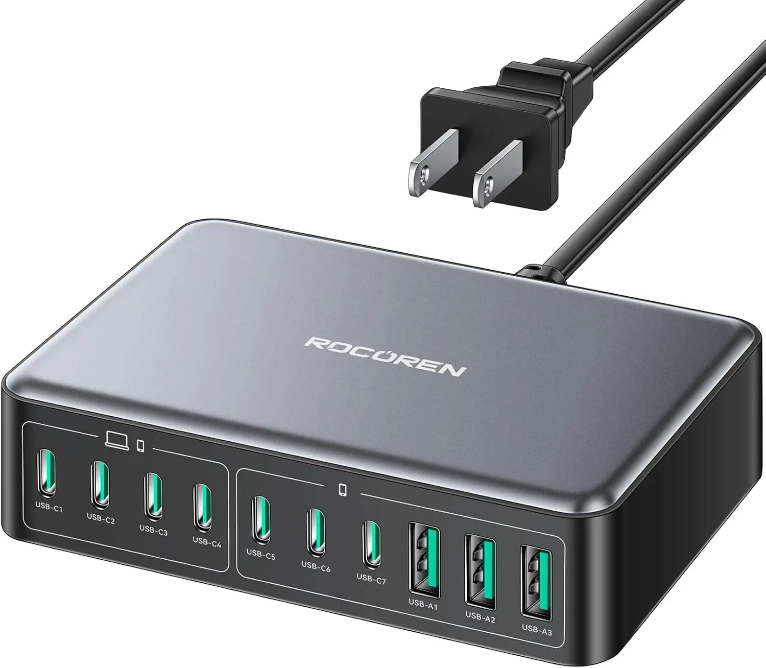 

480W USB C Charger Block, 10-Ports Fast Charging Station for Laptop, MacBook, iPad, iPhone