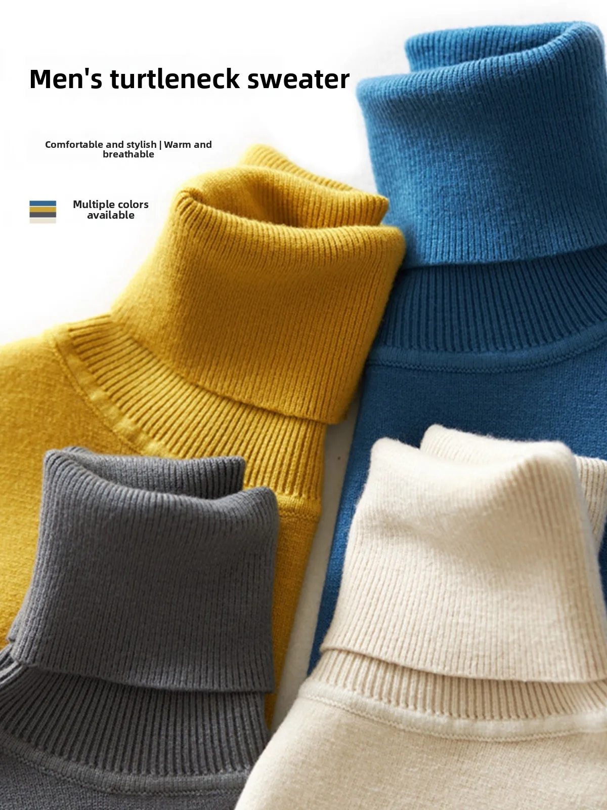 

Men's Thiened High Collar Knitted Wool Sweater Soft Warm round Ne Pullover Velvet irt Busin Casual Sle Autumn Winter