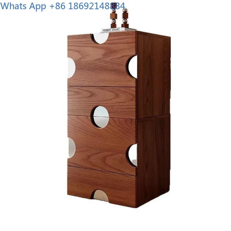 Solid Wood TV Cabinet Modern Minimalist Retro Style Storage Unit for Living Room Small Space