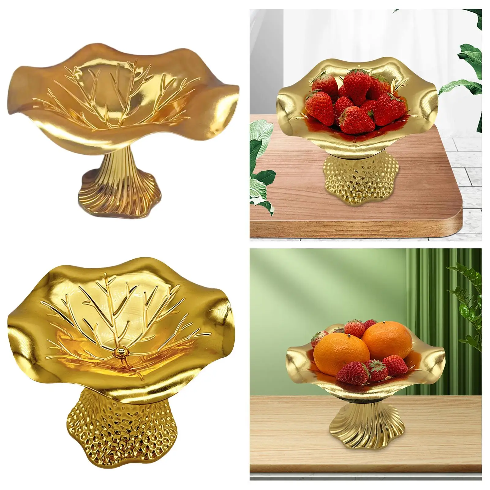 Alloy Dish Holder Fruit Plate Decorative Bowl for Home Farmhouse