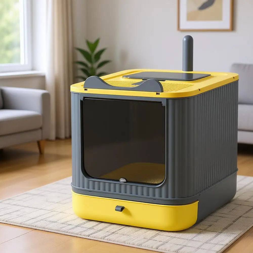 

Enclosed Cat Litter Box with Lid, Covered Cat Box Enclosure, Anti-Splashing Easy to Clean Kitty Litter Boxes, 3 Sizes for Kitten