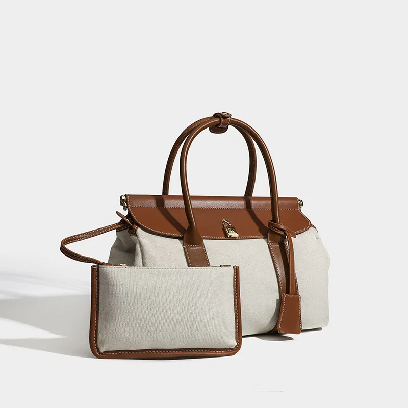 

Винтажная большая сумка из натуральной кожи, женская сумка на плечо, пригородная парусиновая лоскутная ручная сумка, мягкий карман для мобильного телефона