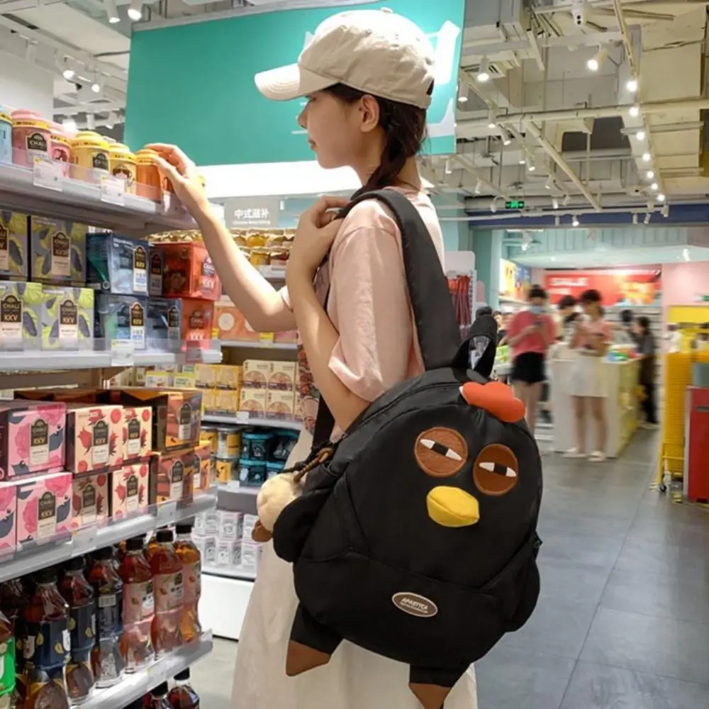Portable Large Capacity Chicken Nylon Backpack with Pendant Kawaii Hen Shape School Bag Funny Cartoon Students Book Bag