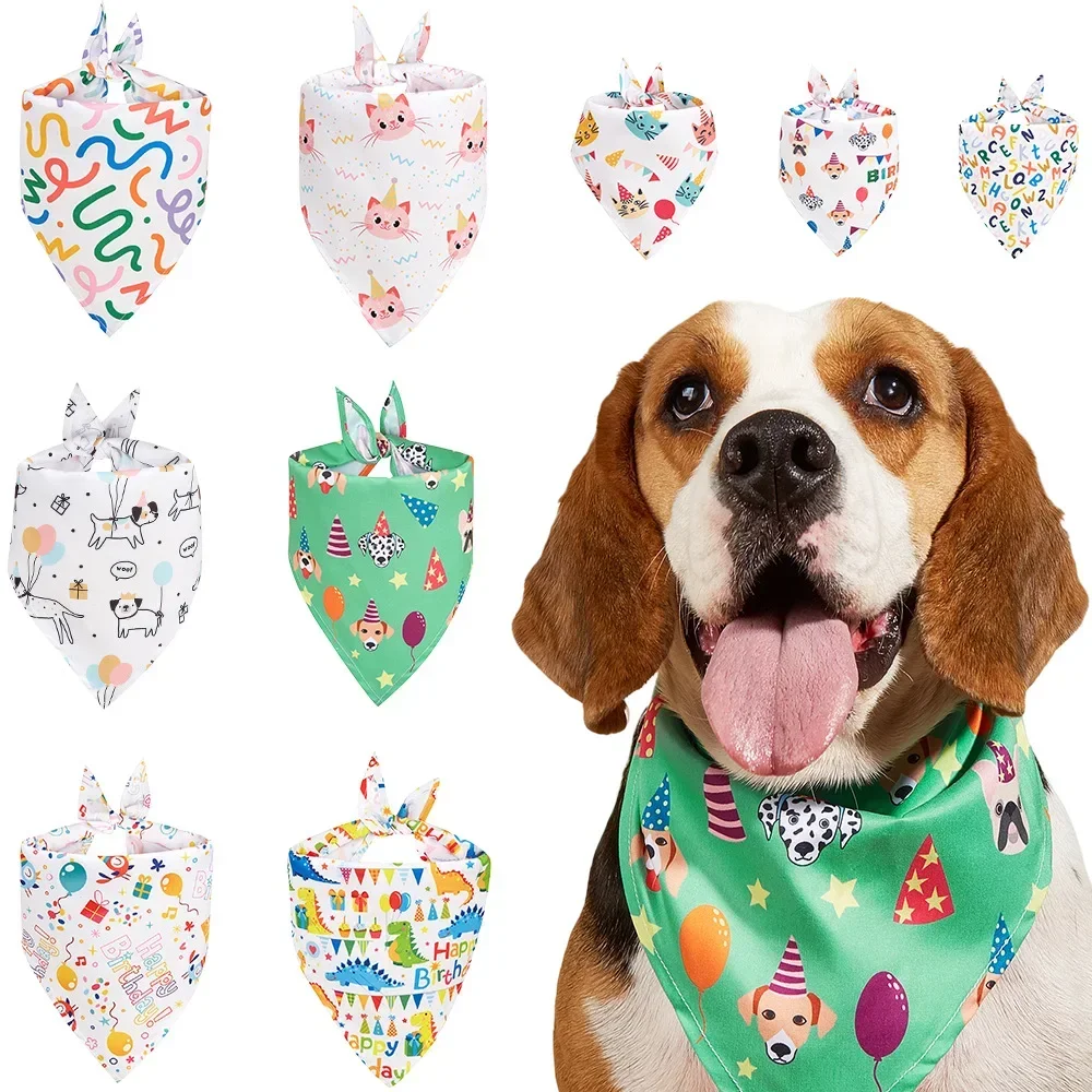 Birthday Day Dog Bandana Christmas Dog Triangle Scarfs Bibs Dog Beach Bandanas for Small Medium Dog Accessoires