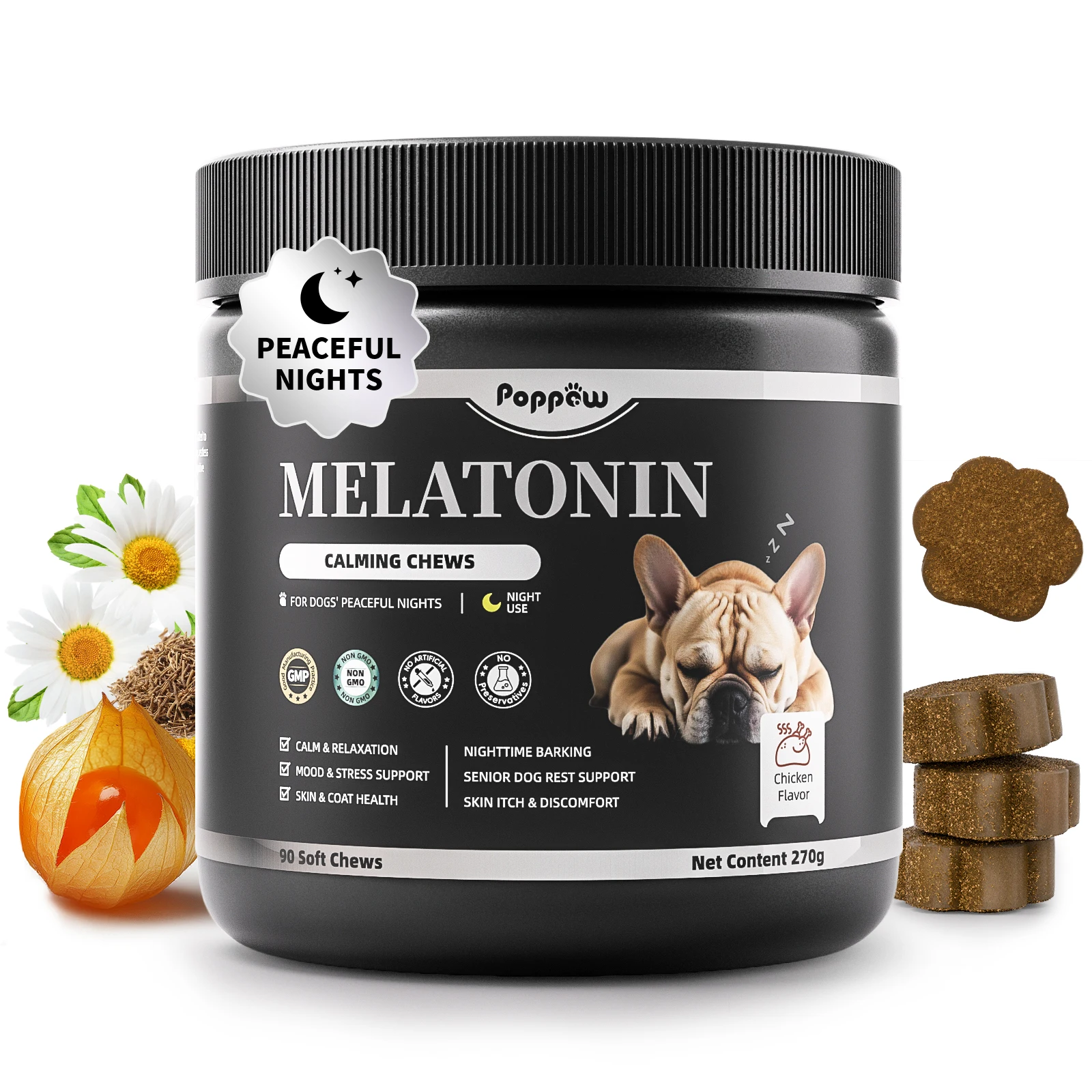 

Calming Chews for Dogs – Calming Treats for Stress, Relaxation & Focus Support with L-Theanine & Ashwagandha, Chicken Flavor