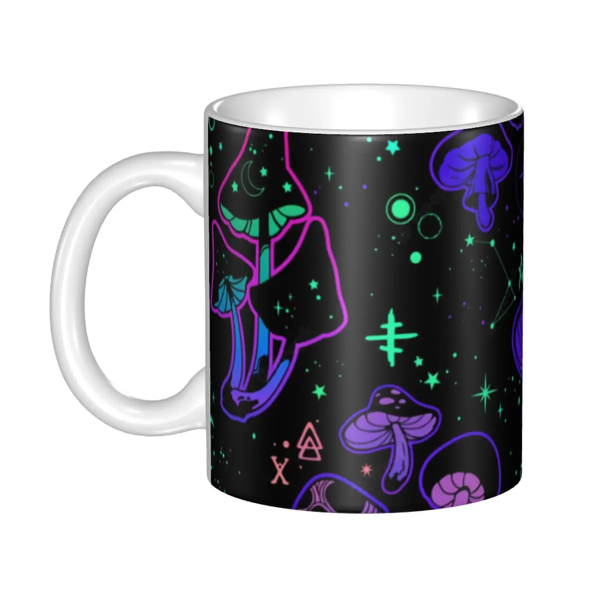 Custom Psychedelic Magic Mushrooms Symbols Boho Coffee Mugs DIY Ceramic Tea Milk Cup