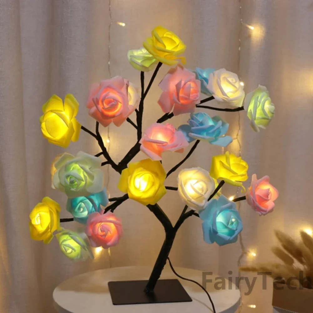 

LED Rose Flower Table Lamp USB Christmas Tree Fairy Lights Night Lights Party Wedding Bedroom Decoration Mother's Day Gift