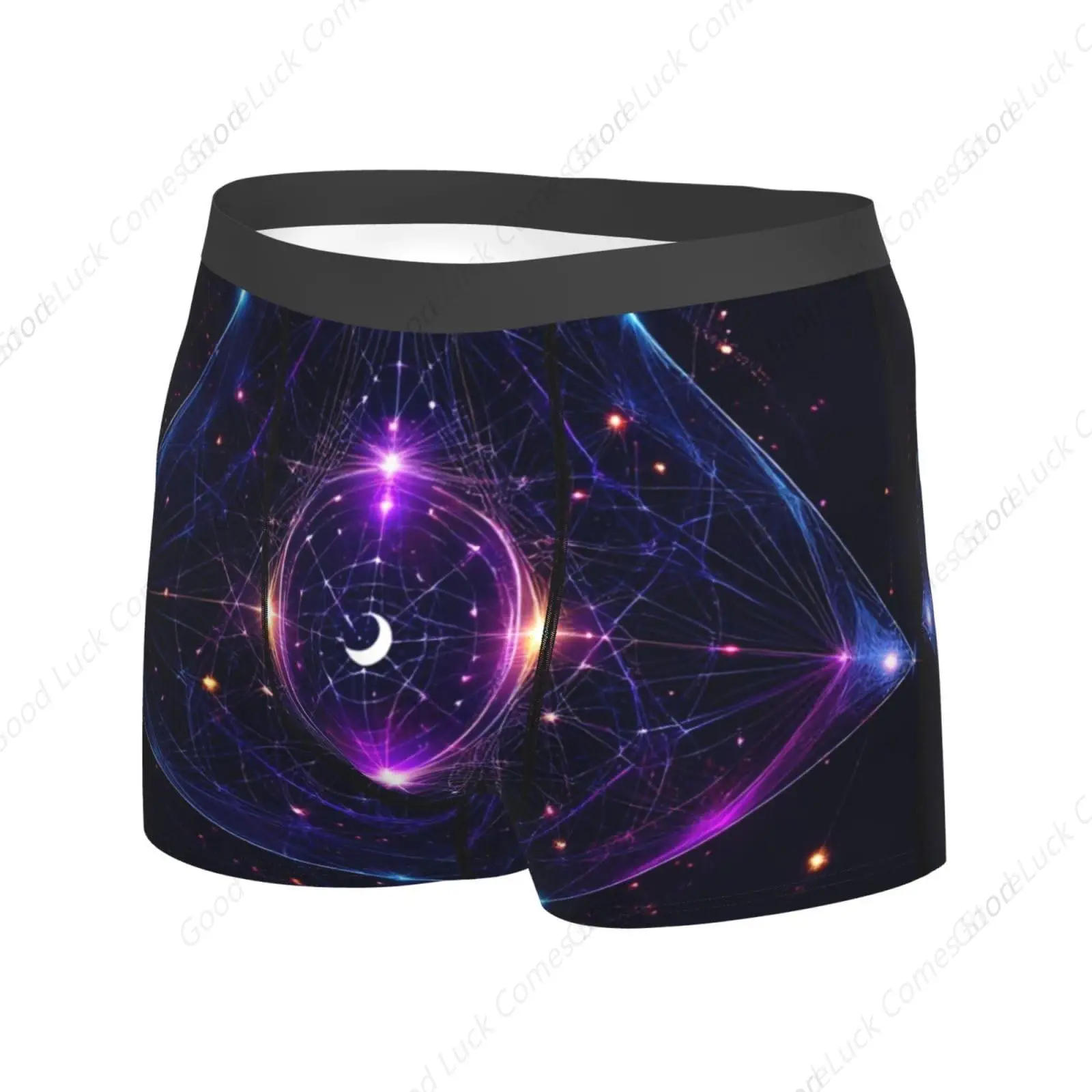 Sacred Geometry symbols sun moon trippy purple Boxer Briefs Soft and Breathable Underwear For Men's