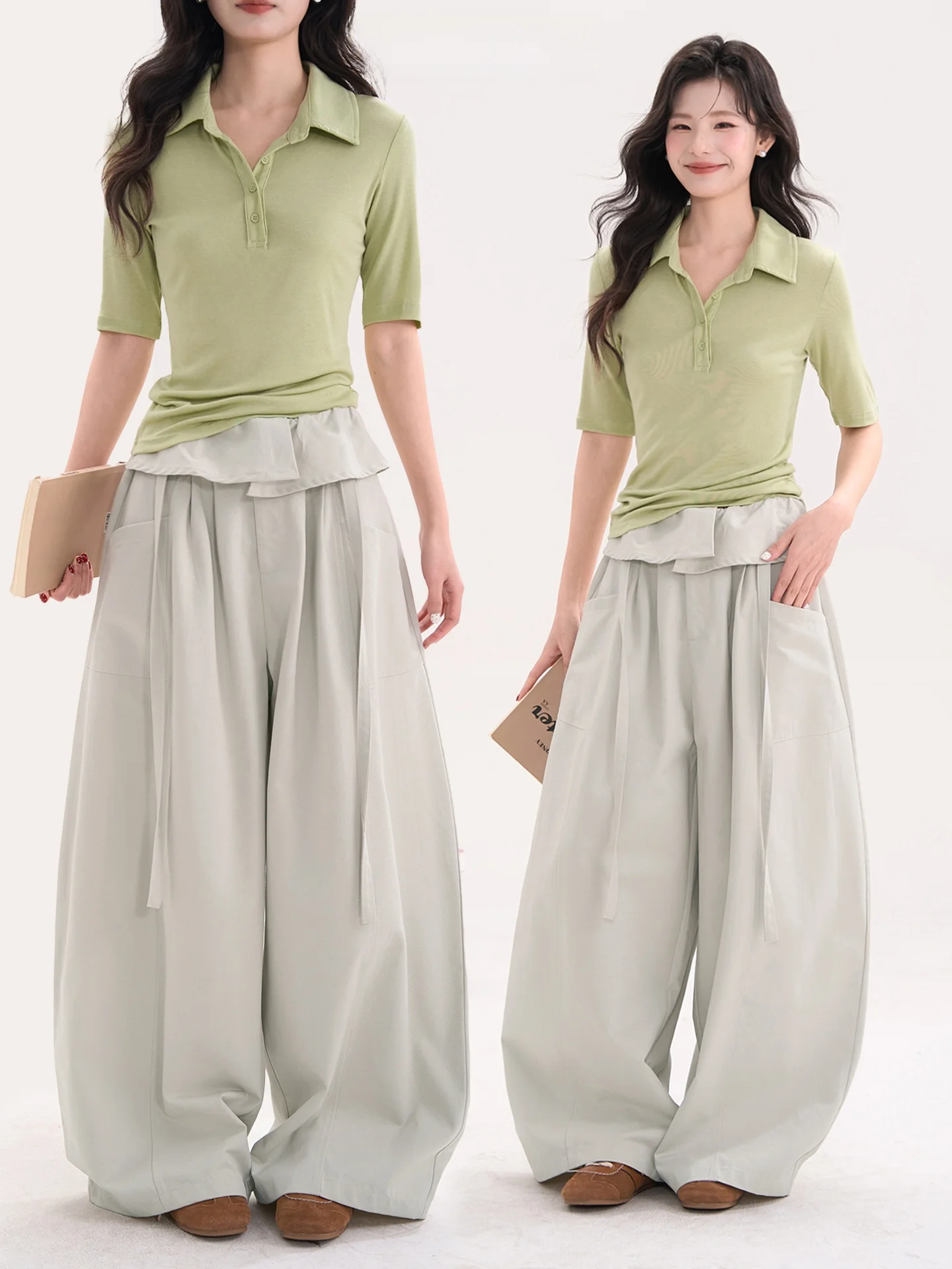 

Свободные женские хлопковые повседневные брюки с юбочным дизайном Lotus Le, модные универсальные брюки-кюлоты для ранней весны