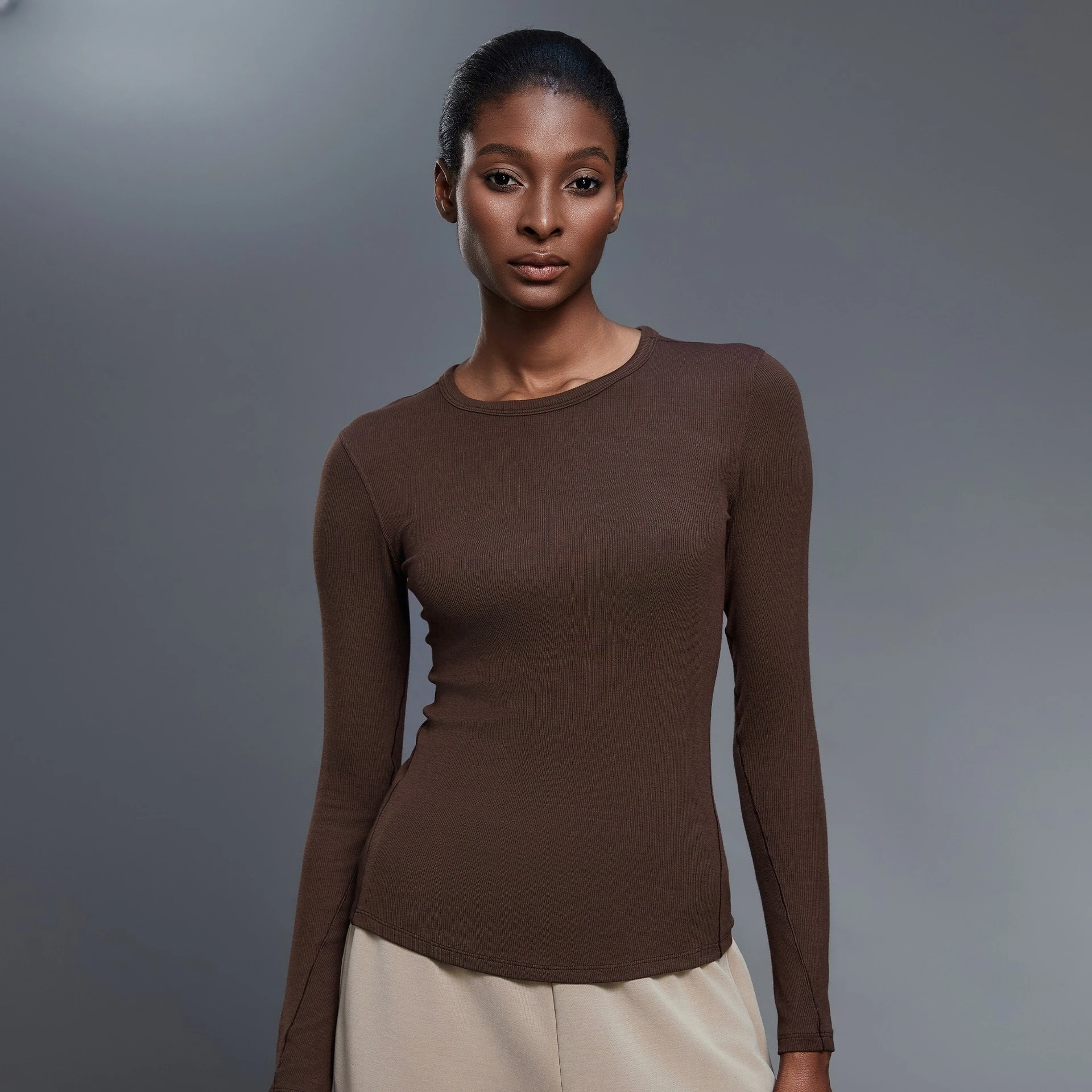 Lemon Women All It Takes Ribbed Sports Long Sleeve T-shirt Elastic Long Sleeve Shirt Breathable Quick Drying Running Fitness Top