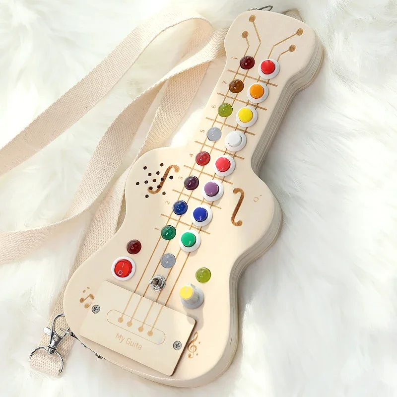Gitara elektroniczna dla dzieci, zabawka edukacyjna, wczesna edukacja, zabawki edukacyjne, kolorowe światła, dźwięki.