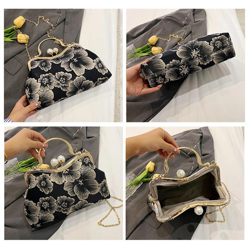 Fashion Women Evening Bag Party Banquet Clutch Ladies Wristlet Exquisite Wedding Clutch Handbag Purse Chain Shoulder Bag