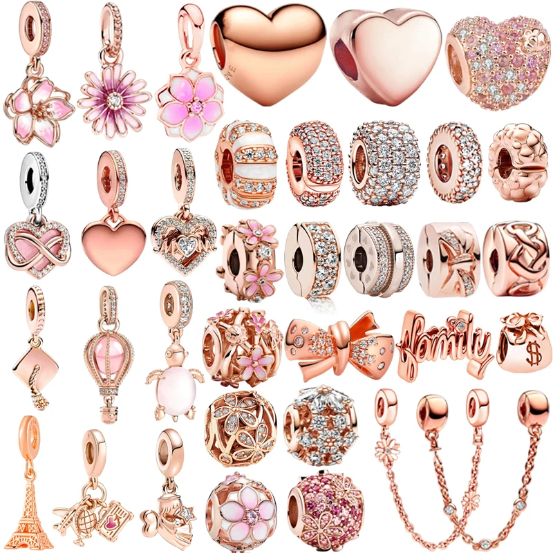 

Новый оригинальный кулон в форме сердца с розовыми цветами вишни, цепочка-оберег, бусины для рукоделия, женские украшения, подарок, бусины для браслетов