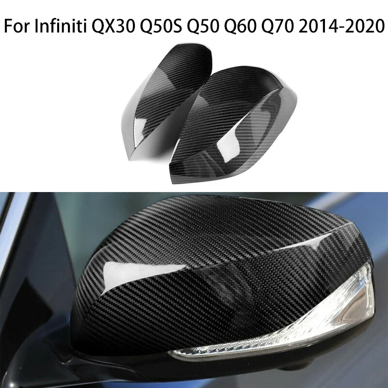 For Infiniti QX30 Q50S Q50 Q60 Q70 2014-2020 Real Carbon Fiber Car Exterior RearView Side Mirror Covers Cap parts accessories