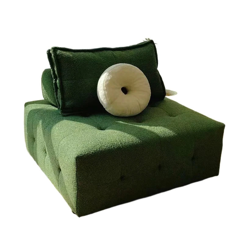 Pulling sofa bed small apartment green fabric sofa living room dual-purpose foldable retractable single