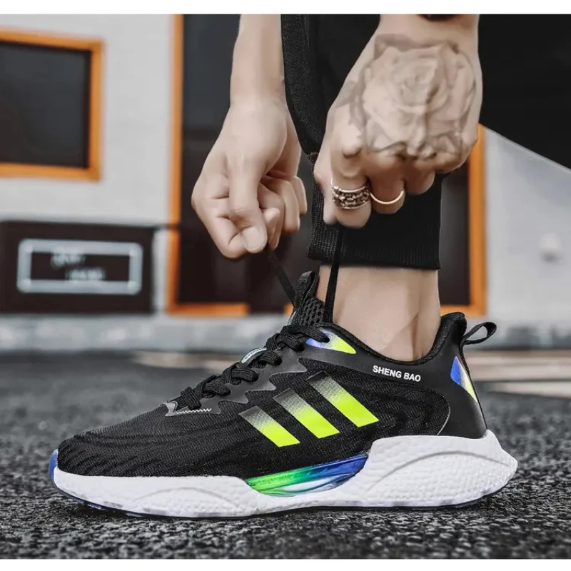 Mesh High Quality New Comfortable Thick Sole Increase Couple Large Size Springback Cushioning Cushioning Running Shoes