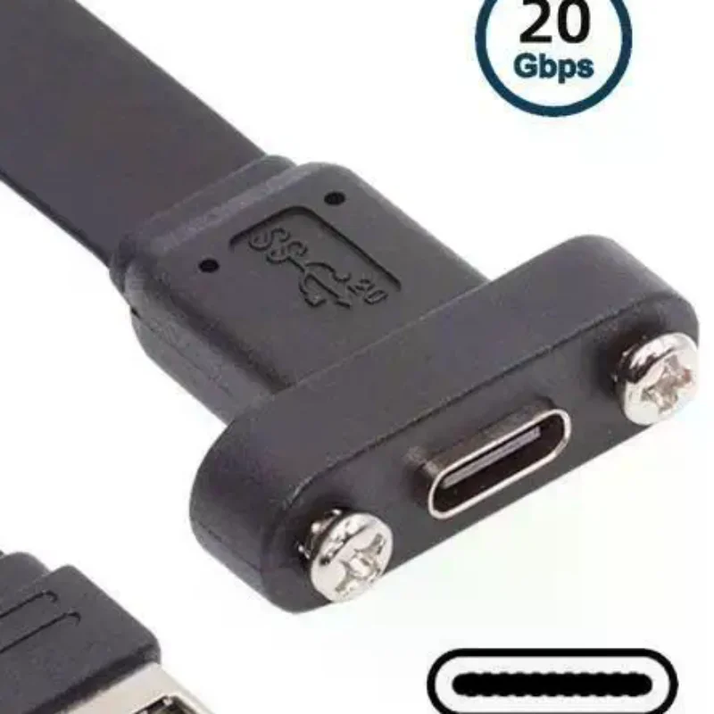 20Gbps USB3.2 Gen2x2 USB-C Flat Cable Motherboard USB 20Pin Type-E To Type-C Extension Adapter W/ Full-Profile PCIe Bracket 0.5
