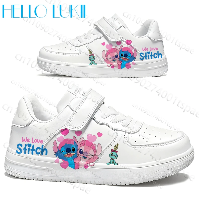 

Popular Stitch Children White Board Shoes Boys Girls Interesting Pattern Printed Thick Sole Comfortable Sports Basketball Shoes