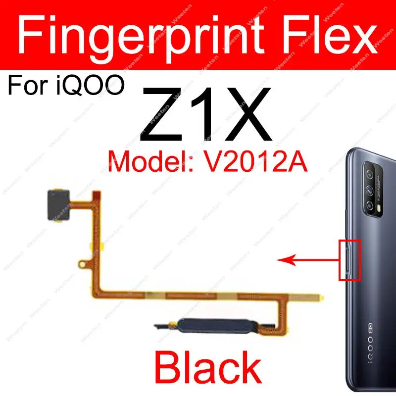 

Гибкий кабель датчика отпечатков пальцев для Vivo IQOO Z1X V2012A, боковая кнопка питания, датчик отпечатков пальцев, гибкая лента, запасные части