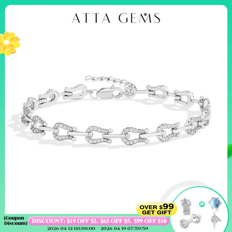 

ATTAGEMS новые оригинальные женские браслеты из муассанита, стерлинговое серебро 925 пробы, регулируемый браслет-подкова, подарок на Новый год, вечерние украшения