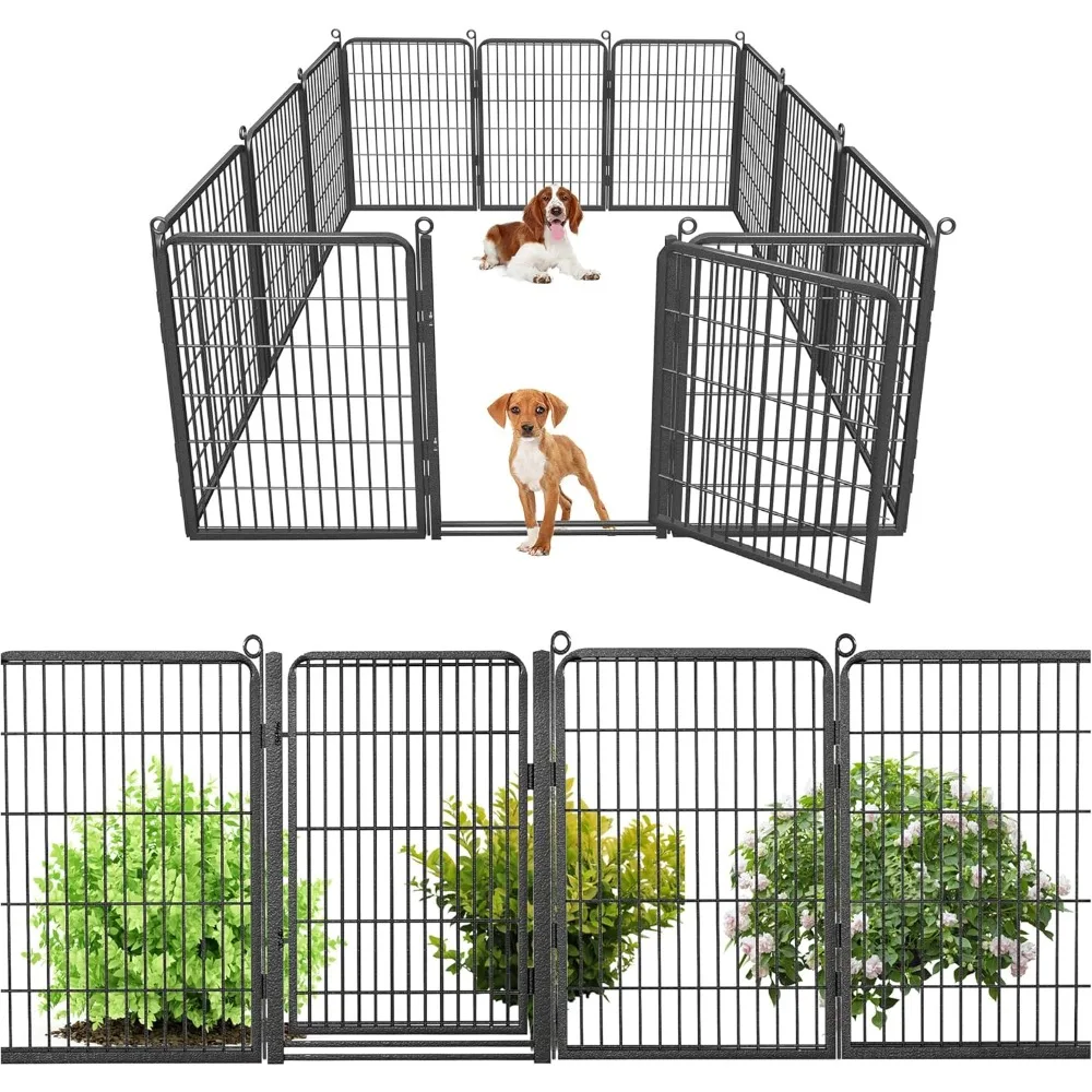 US Shipping Decorative Garden Fence with Wide Gate 32 Inch H 22 Ft L Metal Flower Bed Fencing Temporary Dog Fence for Yard