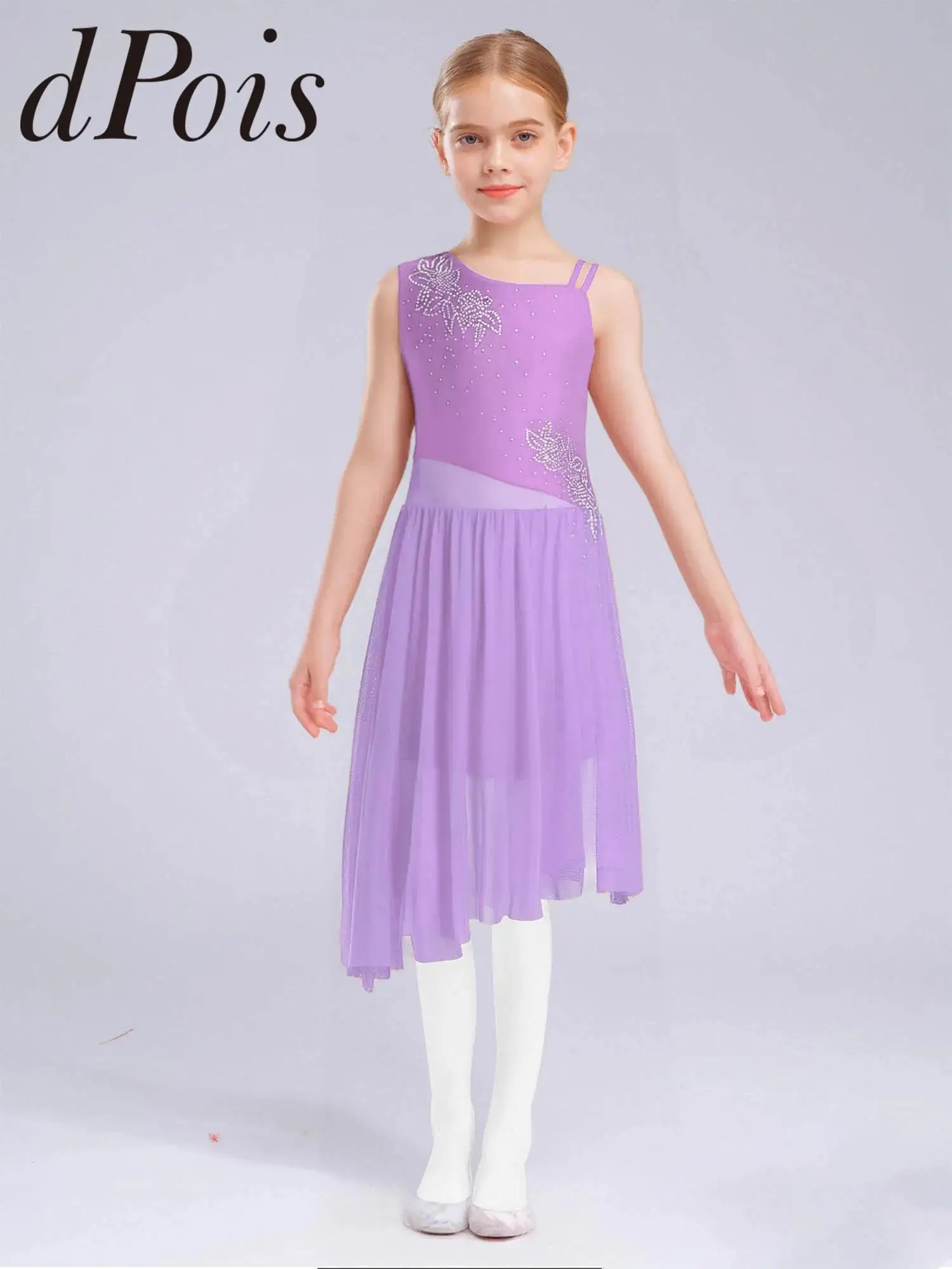 Children's Modern Lyrical Dance Costume Girl Ballet Dress Figrue Skating Gymnastic Leotard Ice Sktaing Clothes Performnace Dress