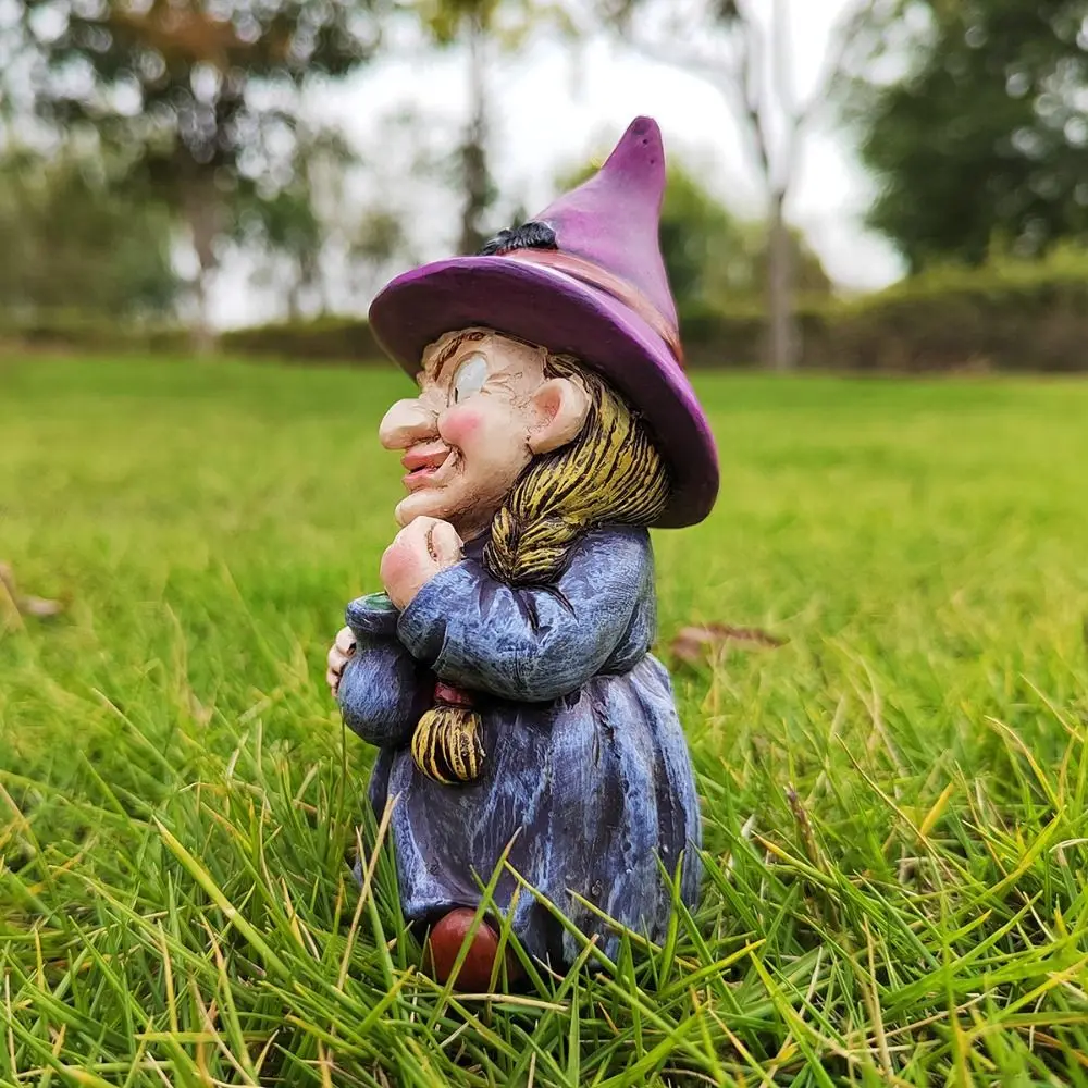 Small Ornaments Resin Halloween Witch Sculpture Creative Cute Gnome Statues Waterproof Funny Garden Dwarf Figurine Desk