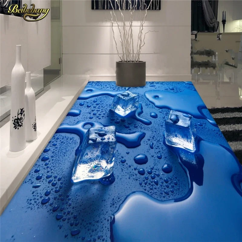 beibehang Custom Photo Wallpaper Floor Painting Ice Cream 3D Floor Thickened Wear Resistant PVC Floor Painting papel de parede