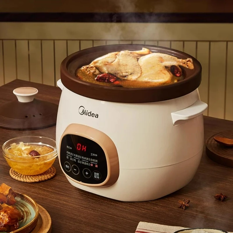Midea 220V Electric Stew Pot Ceramic Soup Household 3L Porridge Bird's Nest Auxiliary Food Machine Baby Baby Cooking Machine