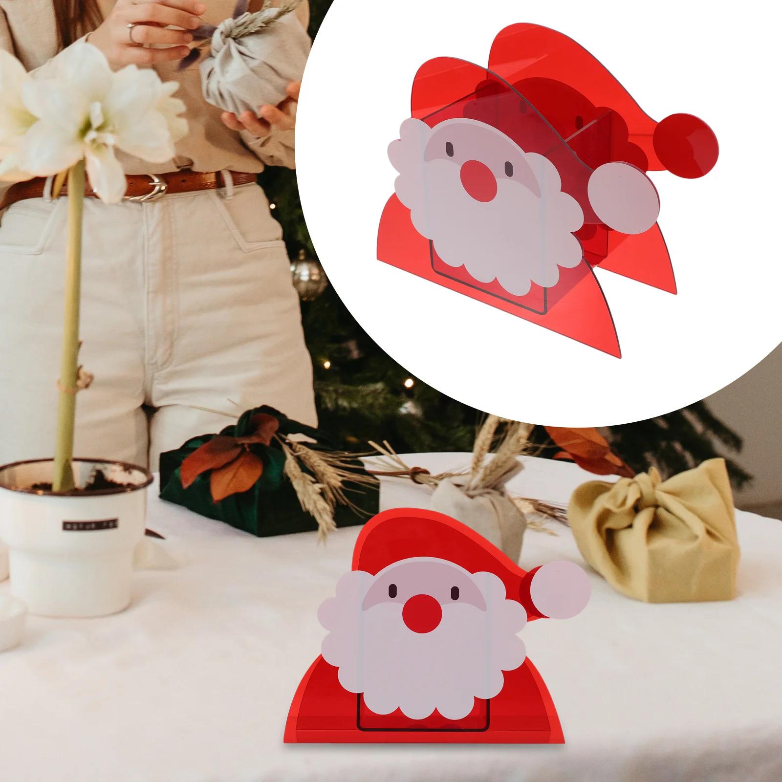 

Xmas Flower Vase Christmas Desktop Decoration Acrylic Flowerpot Creative Plant Container for Small Plants Household Decor