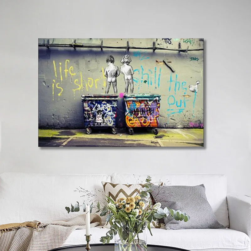 

Graffiti living room hanging painting background wall mural frameless decorative painting canvas painting