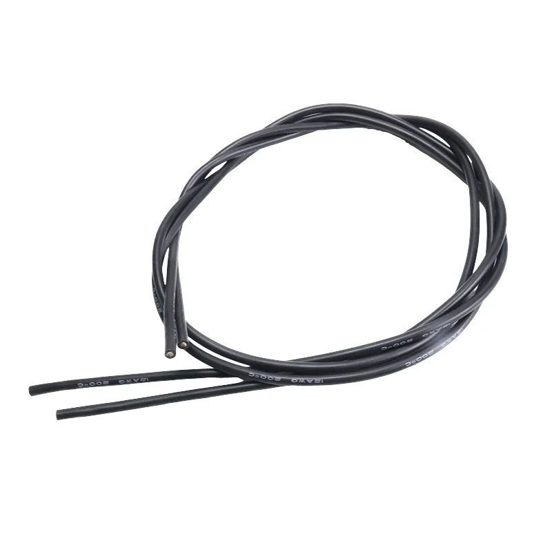 Cable de silicona de 2 metros (1 metro rojo + 1 metro negro) 8 10 12 14 16 18 22 24AWG Cable de gel de sílice de silicona suave resistente al calor ampliar