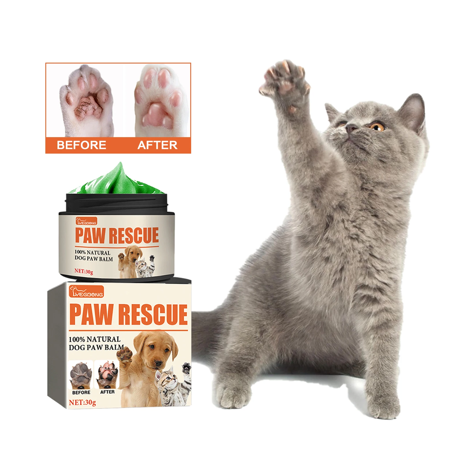 

Cats Paw Soothing Cream Moisturizing Dry Nose Elbows Kitten Paw Protector Wax Dog Cracked Foot Healing Pet Foot Care Ointment