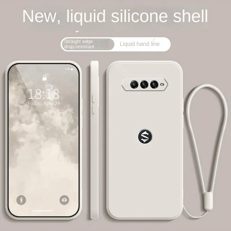 Coque en Silicone liquide  bord droit pour Xiaomi Black Shark 4 BlackShark 3 4 4s 5 Pro poco f7 x7 pro, Coque de tlphone souple Fundas