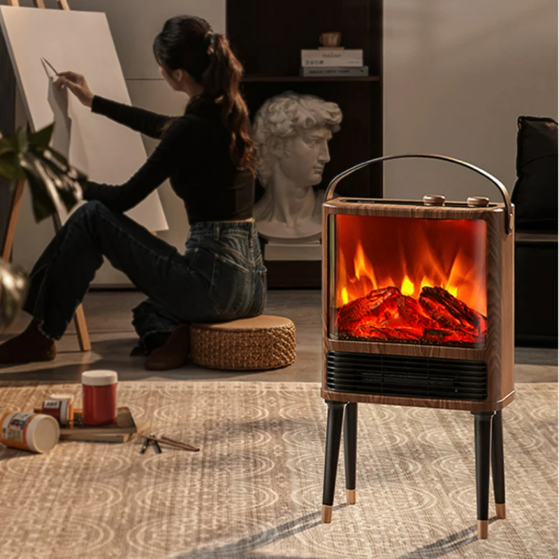 Vertical Dual Purpose Simulation Flame Portable Heaters Indoor Power Saving Widescreen Carbon Fire Landscape Electric Fireplace