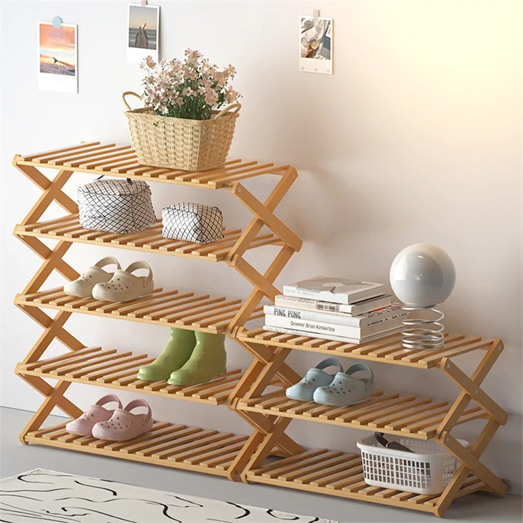 

Wholesale 2 3 4 5 6 Tier Bamboo Shoe Rack Foldable Shoe Shelves Plant Display Stand Storage Organizer