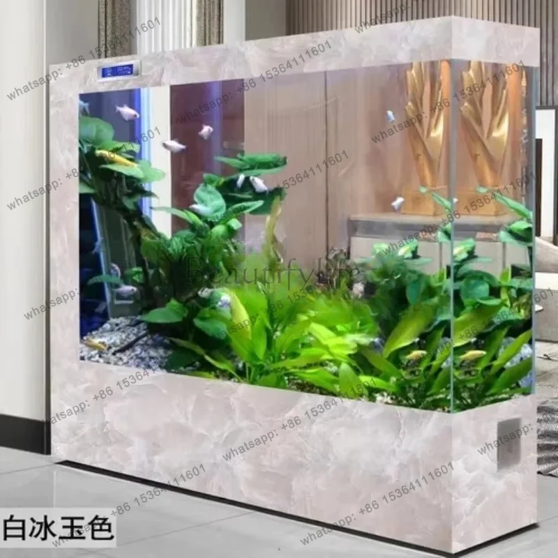 FG Rectangular Simple Subareas Screens Super White Fish Globe Home Ecological Aquarium Medium and Large Floor