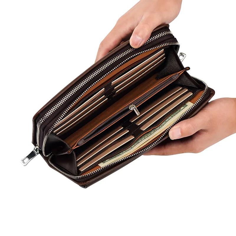 

Mens Wallet Long Purse PU Leather Clutch Large Business Handbag Mobile Phone Card Holder Case Gift for Men Father Son Husband