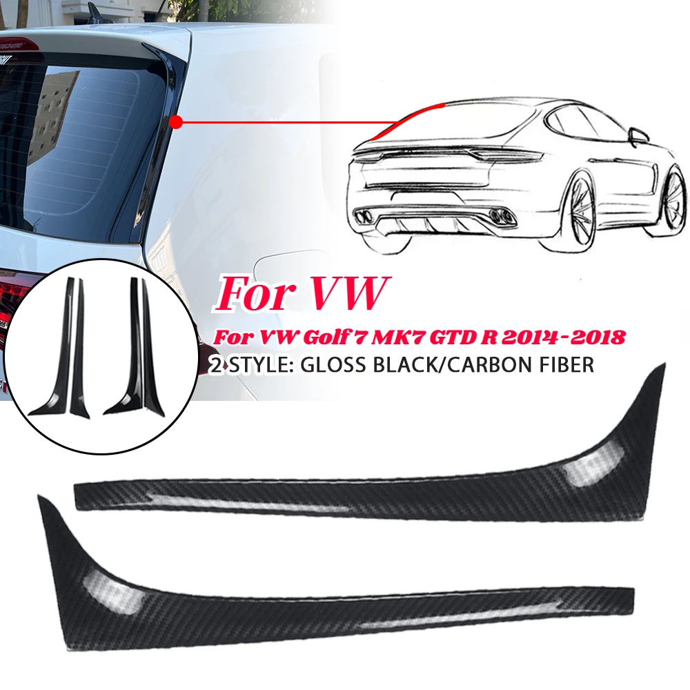 2x Gloss Black Carbon Fibe Rear Window Side Spoiler Wing For GOLF 7 MK7 GTD R 2014-2018 Car-styling Auto Rear Window Mirror Tail