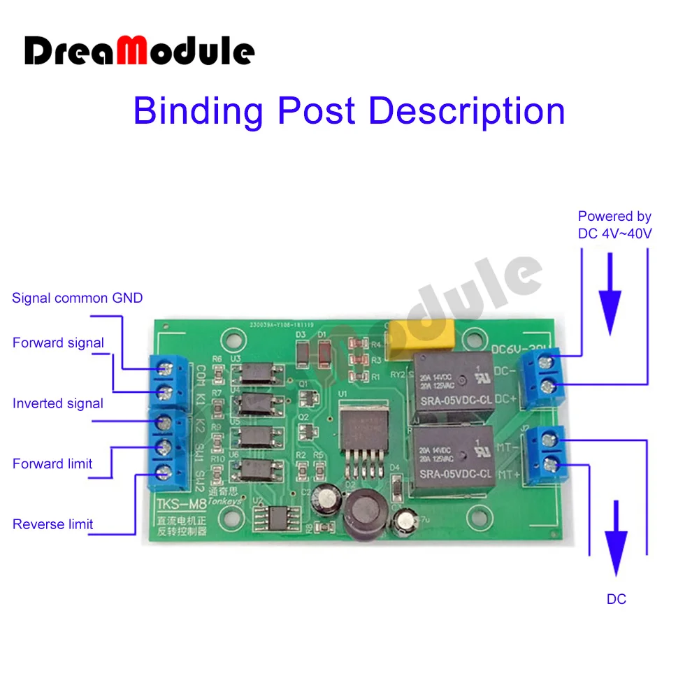 DC 5V 12V 24V DC Motor Forward and Reverse Controller 20A High Current with Limit Relay Driver Module Lift Control Board