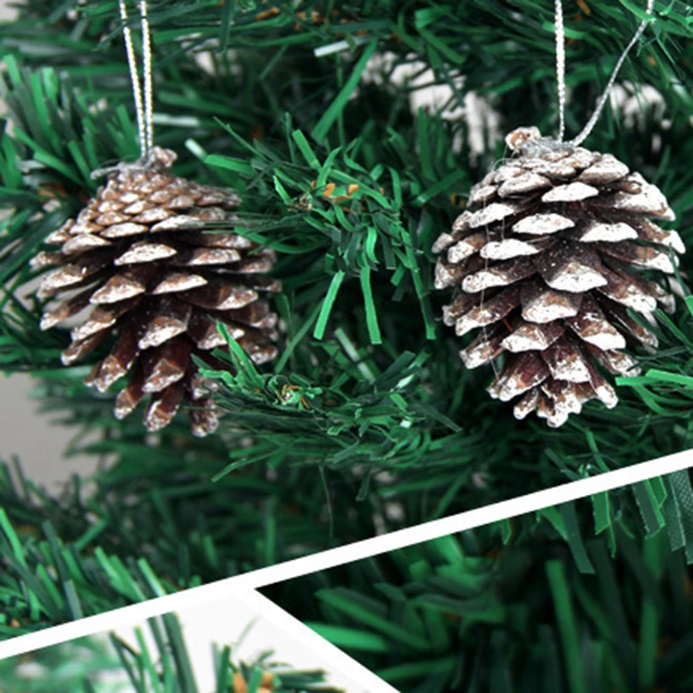 Christmas Pine Cones Ornament 5CM Pine Cones With String Pendant Crafts For Gifts Tag Christmas Tree Party Hanging Decoration