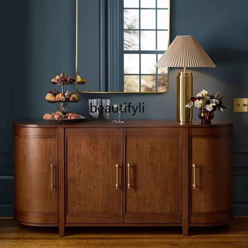 

French retro entrance cabinet, small apartment with shoe cabinet opposite the door, solid wood living room partition cabinet
