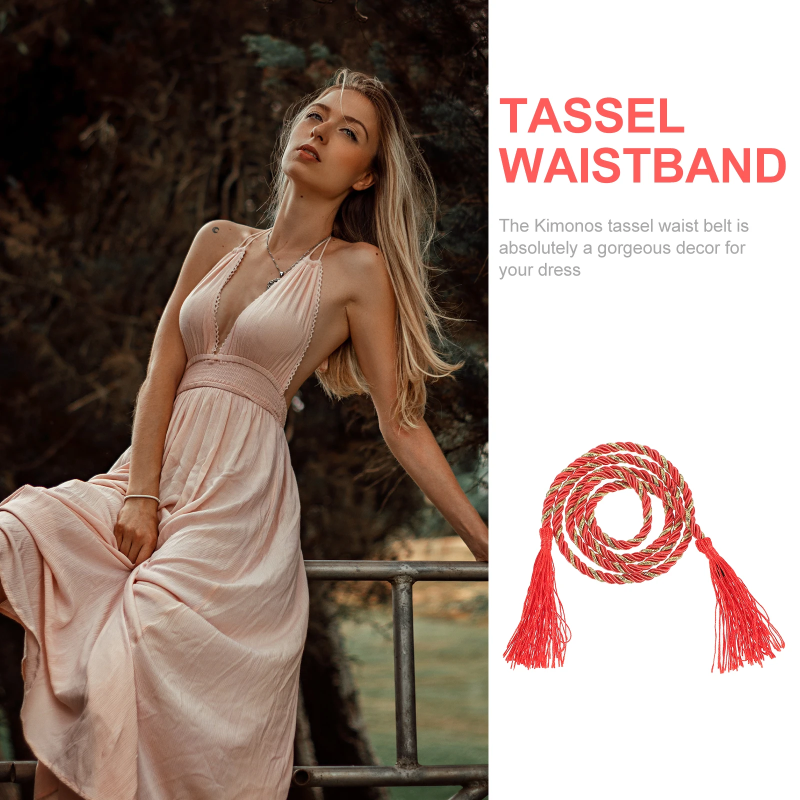 

Golden Waist Bands Kimono Accessories Japanese Yukata Belt Obi Tassel Women Dress Decor Retro Wide Tie Wrap Non Fading Durable